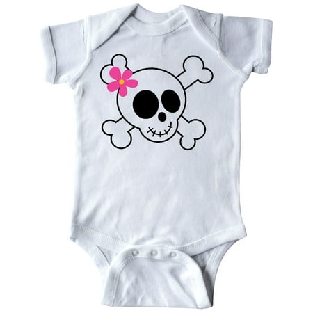 Inktastic Skull With Flower Gift Baby Girl Bodysuit