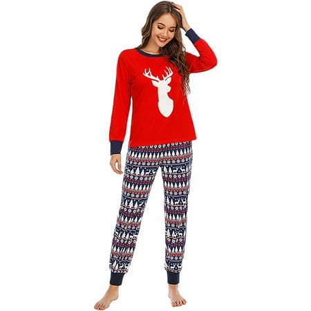 Family Pajamas Set Elk Matching Family Sleepwear Holiday Nightwear for Christmas