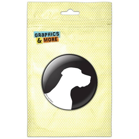 Great Dane Dog Face Silhouette White on Black Refrigerator Button Magnet