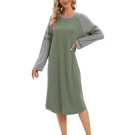 Women Long Sleeve Nightgown Loose Fit Sleepshirt Spring Fall Calf-Length Soft House Dress Round Neck Comfy Sleepwear Loungewear Green S-3XL
Women Long Sleeve Nightgown Loose Fit Sleepshirt Spring Fall Calf-Length Soft House Dress Round Neck Comfy Sleepwear Loungewear Green S-3XL
