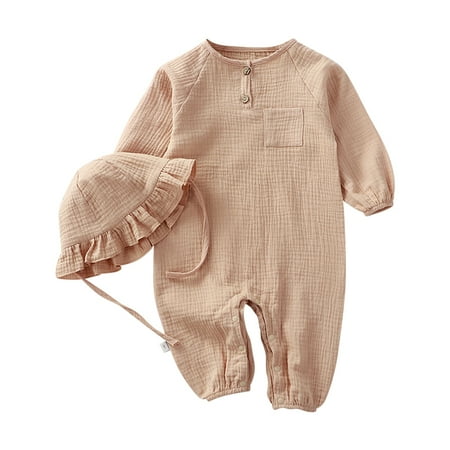 Popvcly 0-24 Months Newborn Infant Baby Girl Outfit Clothes Toddler Solid Cotton Long Sleeve Bodysuit Romper With Hat 2PCS Jumpsuit Set
Popvcly 0-24 Months Newborn Infant Baby Girl Outfit Clothes Toddler Solid Cotton Long Sleeve Bodysuit Romper With Hat 2PCS Jumpsuit Set