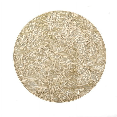 AmJudaica & Gifts Gold Modern Floral Leather Look Laser cut Placemat 15 (12 pcs)