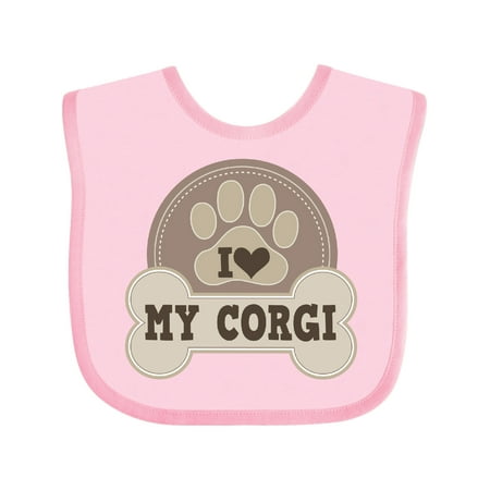 Inktastic Welsh Corgi I Love My Corgi Gift Baby Boy or Baby Girl Bib