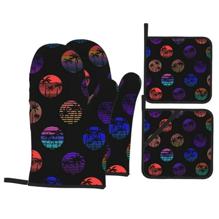 Oven Mitts and Pot Holders 4 Piece 80s Style Palm Trees High Heat Slip Resistant Oven Mitt and Trivets Set Kitchen Oven Glove Pot Holders for Cooking Baking Grilling
Oven Mitts and Pot Holders 4 Piece 80s Style Palm Trees High Heat Slip Resistant Oven Mitt and Trivets Set Kitchen Oven Glove Pot Holders for Cooking Baking Grilling