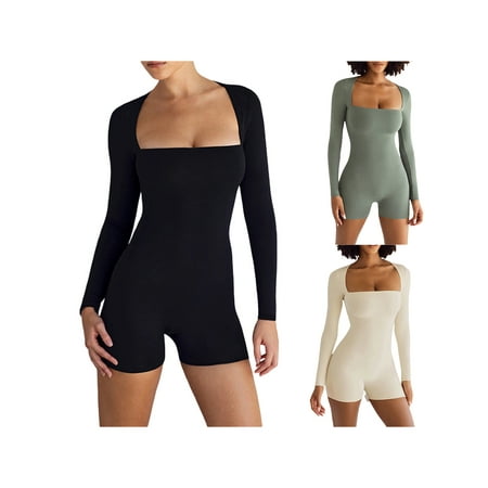Sunisery Women Tight Jumpsuit Pajamas Square Neck Long Sleeves Romper Solid Color Yoga Sports Gym Bodysuit Summer Fashion
Sunisery Women Tight Jumpsuit Pajamas Square Neck Long Sleeves Romper Solid Color Yoga Sports Gym Bodysuit Summer Fashion