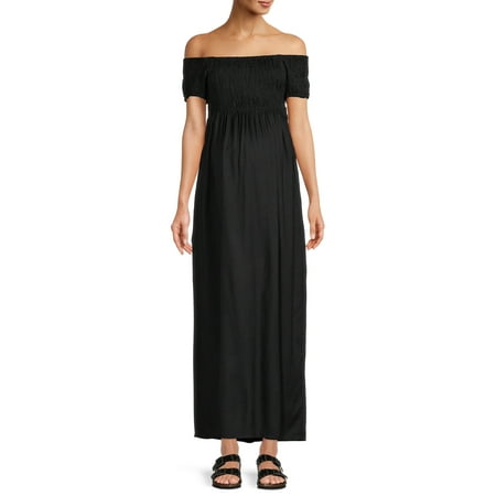 Oh! Mamma Maternity Off Shoulder Smocked Maxi Dress (Women s & Women s Plus)