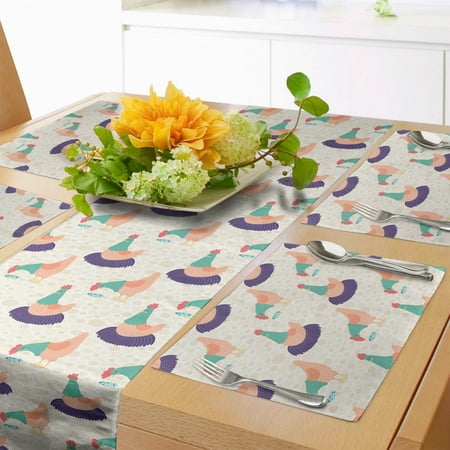 Hen Table Runner & Placemats Silhouettes of Hens Nibbling and Sitting with Blots on the Back Set for Dining Table Decor Placemat 4 pcs + Runner 16 x90 Quartz Peach by Ambesonne
Hen Table Runner & Placemats Silhouettes of Hens Nibbling and Sitting with Blots on the Back Set for Dining Table Decor Placemat 4 pcs + Runner 16 x90 Quartz Peach by Ambesonne