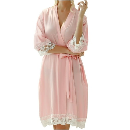 APEXFWDT Womens 3/4 Sleeve Robe Soft Kimono Spa Long Bathrobe Lace-Trim Lightweight Loungewear
APEXFWDT Womens 3/4 Sleeve Robe Soft Kimono Spa Long Bathrobe Lace-Trim Lightweight Loungewear