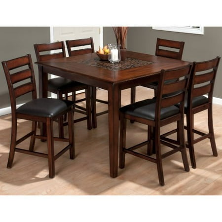 Jofran Baroque Brown 7-Piece Counter Height Dining Table Set