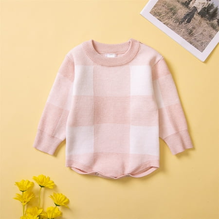 Baby Girls Cotton Autumn Knit Sweater Long Sleeve Plaid Romper Bodysuit Clothes 
Baby Girls Cotton Autumn Knit Sweater Long Sleeve Plaid Romper Bodysuit Clothes