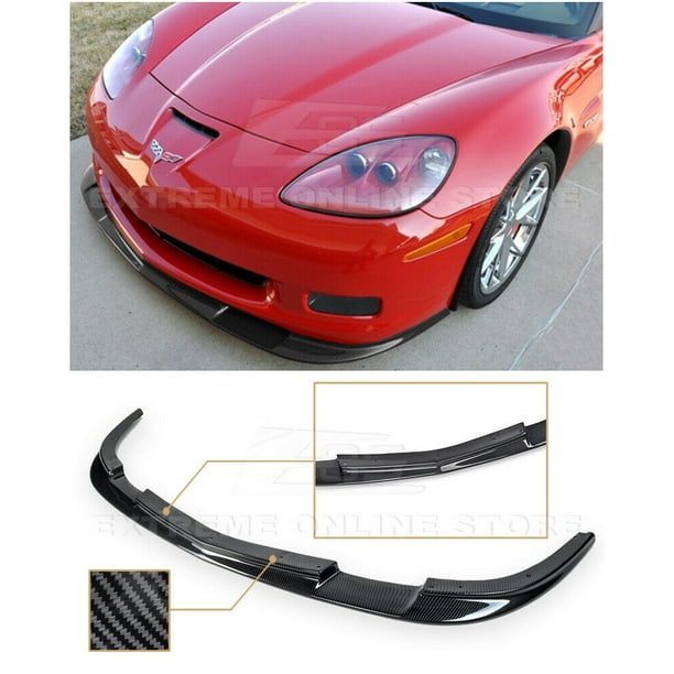 Extreme Online Store for 2005-2013 Chevrolet Corvette C6 Wide Body Models | ZR1 Style Front Bumper Lower Lip Splitter (ABS Plastic - Hydro-Dipped Carbon Fiber) 