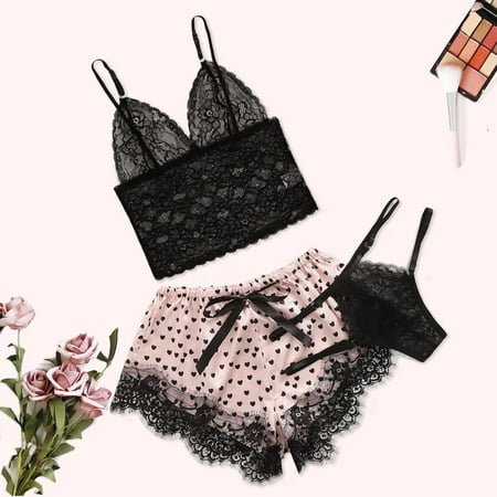WGOUP 3PC New Women Lace Stain Lingerie Camisole Wireless Bra Shorts Thong Pajamas Set Black(Buy 2 Get 1 Free)
WGOUP 3PC New Women Lace Stain Lingerie Camisole Wireless Bra Shorts Thong Pajamas Set Black(Buy 2 Get 1 Free)