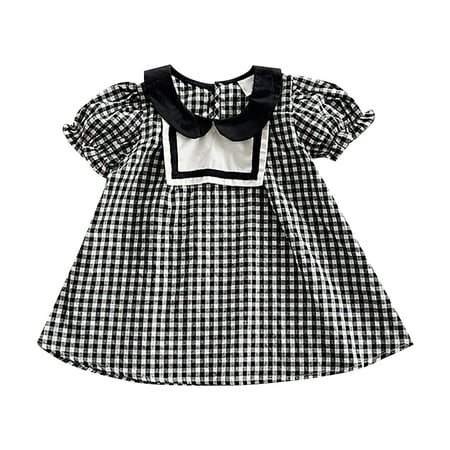 Little Girls Dress Summer Plaid Dress Bubble Sleeves Turn Crew Neck A-Line Casual Clothes For 0 To 6 Years Kids Baby Sweet Sundress Outwear Leisure Dailywear 
Little Girls Dress Summer Plaid Dress Bubble Sleeves Turn Crew Neck A-Line Casual Clothes For 0 To 6 Years Kids Baby Sweet Sundress Outwear Leisure Dailywear