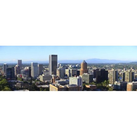 Cityscape with Mt St Helens and Mt Adams in the background Portland Multnomah County Oregon USA 2010 Stretched Canvas - Panoramic Images (36 x 12)