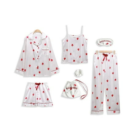 PIKADINGNIS Hot Summer Autumn 7 Pcs Set Silk Women Home Women Pajamas Print Short Long Sleeve Top Elastic Waist Pants Lounge Sleepwear Set
PIKADINGNIS Hot Summer Autumn 7 Pcs Set Silk Women Home Women Pajamas Print Short Long Sleeve Top Elastic Waist Pants Lounge Sleepwear Set