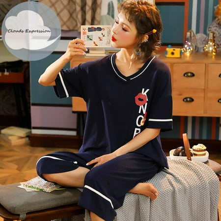 QWZNDZGR New Arrivals Knitted Cotton Summer Short Sleeved Plus Size M-5XL Women Pajamas Set Pyjamas Women Sleepwear Cute Cartoon Pijamas
QWZNDZGR New Arrivals Knitted Cotton Summer Short Sleeved Plus Size M-5XL Women Pajamas Set Pyjamas Women Sleepwear Cute Cartoon Pijamas