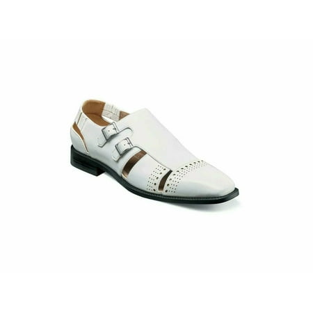 Stacy Adams Calleo Fisherman Sandal Gunmetal Buckles White Leather 25526-100