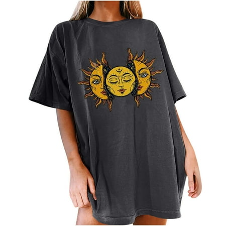 Womens Vintage Sun Moon Pattern Casual Short Sleeve Tops Blouse Vintage Tees Ladies Going Out Plus Size Y2k Tees Fall Winter Boho Floral Tunic Tops Gym Athletic Workout T-shirts Corset Tops
Womens Vintage Sun Moon Pattern Casual Short Sleeve Tops Blouse Vintage Tees Ladies Going Out Plus Size Y2k Tees Fall Winter Boho Floral Tunic Tops Gym Athletic Workout T-shirts Corset Tops