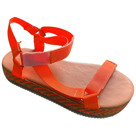Inkach Womens Wicker- Soled Straw Sandals With Thick-Soled One-Word Sandals