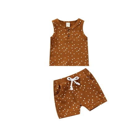 Suanret Infant Baby Boy Girl Streetwear 2PCS Sets Dots Pattern Rib Knit Buttons Round Neck Sleeve Tank Elastic Waist Pocket Shorts Caramel 0-3 Months
Suanret Infant Baby Boy Girl Streetwear 2PCS Sets Dots Pattern Rib Knit Buttons Round Neck Sleeve Tank Elastic Waist Pocket Shorts Caramel 0-3 Months
