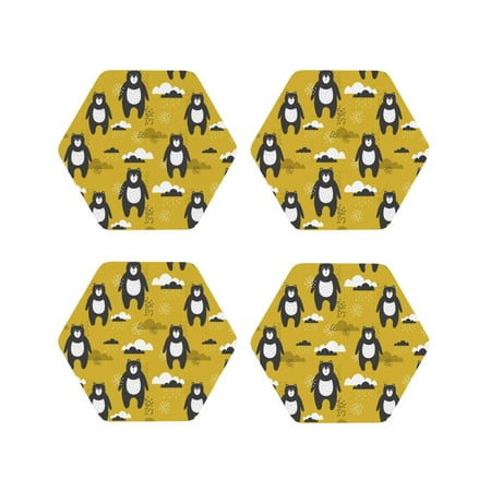 Coasters Set of 4 - Cartoon bear yellow Drink Coasters for Tabletop Protection Leather Coasters for Living Room Decor and Housewarming Gift Hexagon
Coasters Set of 4 - Cartoon bear yellow Drink Coasters for Tabletop Protection Leather Coasters for Living Room Decor and Housewarming Gift Hexagon