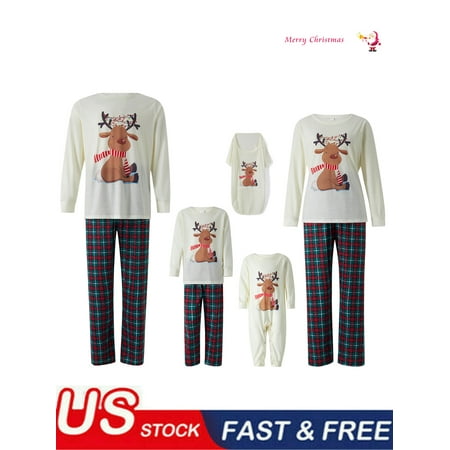 Family Christmas Pajamas Matching Set Elk Print Long-Sleeve Tops with Plaid Pants Sleepwear Set for Adult Kid Baby Dog
Family Christmas Pajamas Matching Set Elk Print Long-Sleeve Tops with Plaid Pants Sleepwear Set for Adult Kid Baby Dog