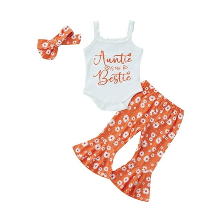 IZhansean Summer Infant Baby Girl Outfits Sleeveless Letter Print Romper + Flare Pants + Headband Clothes White 0-3 Months
IZhansean Summer Infant Baby Girl Outfits Sleeveless Letter Print Romper + Flare Pants + Headband Clothes White 0-3 Months
