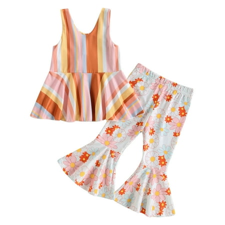 Musuos Baby Girls Stripe Print Tank Tops Elastic Waist Floral Bell Bottom Flared Pants
Musuos Baby Girls Stripe Print Tank Tops Elastic Waist Floral Bell Bottom Flared Pants