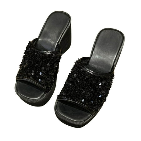 House Slippers For Women House Slippers Women s Sequined Sandals Slippers Wedge Heel Super High Heel Platform Fish Mouth Shoes Black
House Slippers For Women House Slippers Women s Sequined Sandals Slippers Wedge Heel Super High Heel Platform Fish Mouth Shoes Black