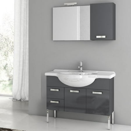 ACF by Nameeks ACF PH04-GA Phinex 39-in. Single Bathroom Vanity Set - Glossy Anthracite