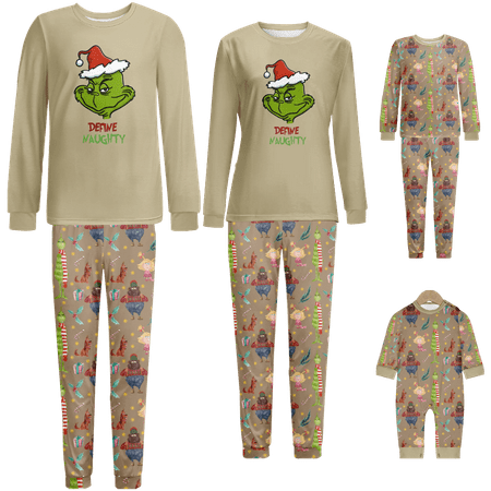 Family Christmas Pajamas The Grinch Khaki Printed Sizes for Adult-Kids-Baby-Pet 2-Piece Top and Pants Bodysuits Unisex Pajamas Set
Family Christmas Pajamas The Grinch Khaki Printed Sizes for Adult-Kids-Baby-Pet 2-Piece Top and Pants Bodysuits Unisex Pajamas Set