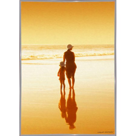 Mother & Daughter-CARCAS98572 Print 35.25"x25.75" by Carlos Casamayor in a Metal Frame White