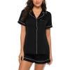 GOODLY Womens Silk Satin Pajamas Set Two-piece Pj Sets Sleepwear Loungewear Button-Down Pj Sets
