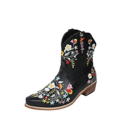 Woobling Women Cowgirl Boots Pointed Toe Western Boot Wide-Calf Booties Ladies Shoes Casual Embroidered Flower Fashion Black 9
Woobling Women Cowgirl Boots Pointed Toe Western Boot Wide-Calf Booties Ladies Shoes Casual Embroidered Flower Fashion Black 9
