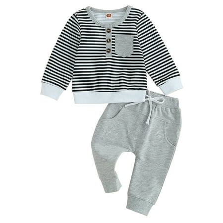 Wallarenear 2Pcs Baby Girl Boy Sweatsuit Striped Sweatshirt Tops Drawstring Jogger Pants
Wallarenear 2Pcs Baby Girl Boy Sweatsuit Striped Sweatshirt Tops Drawstring Jogger Pants