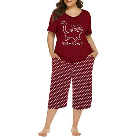 Women s Summer Plus Size Cute Print Pajamas Cropped Pants Set Ladies Pajamas Homewear Casual Pajamas
Women s Summer Plus Size Cute Print Pajamas Cropped Pants Set Ladies Pajamas Homewear Casual Pajamas