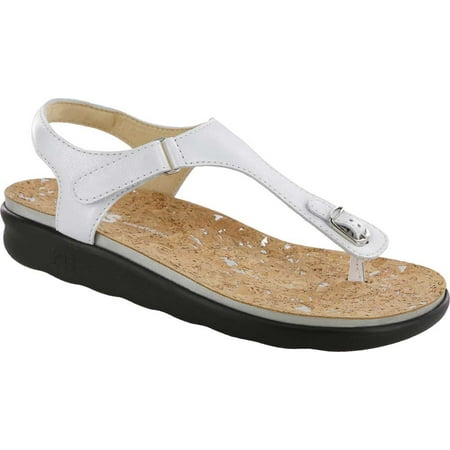 Women s SAS Marina Thong Sandal Pearl White Leather 6.5 W