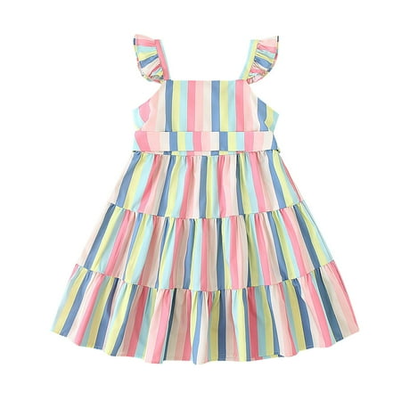 ZRBYWB Girls Romper Summer Sling Dress Small Flying Sleeve Color Strip Dress Small Fresh Casual Daily Going Out Baby Clothing
ZRBYWB Girls Romper Summer Sling Dress Small Flying Sleeve Color Strip Dress Small Fresh Casual Daily Going Out Baby Clothing