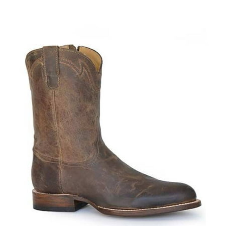 Men s Stetson Roughstock Zip Leather Boots Handcrafted Oiled Tan