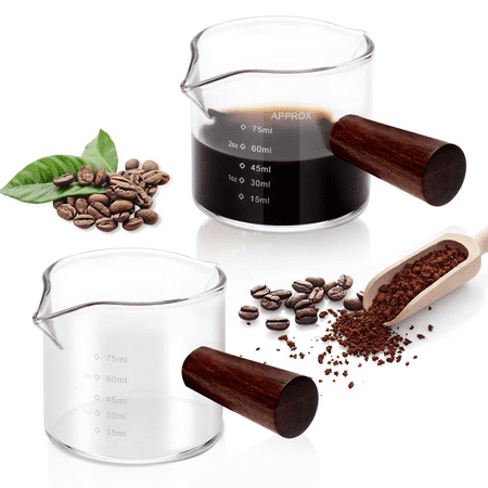 Achort 2 Packs Double Spout Espresso Shot Glass 2.5oz Espresso Milk Measuring Cup with Wood Handle
Achort 2 Packs Double Spout Espresso Shot Glass 2.5oz Espresso Milk Measuring Cup with Wood Handle