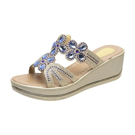 Womens Ladies Crystal Wedges Thick Peep Toe Sandals Slippers Shoes Summer Open Toe Slide Sandals Comfortable Flats Flip-Flops Sandal Casual Platforms Wedge Sandals Boho Dressy Heeled Sandals A19518
Womens Ladies Crystal Wedges Thick Peep Toe Sandals Slippers Shoes Summer Open Toe Slide Sandals Comfortable Flats Flip-Flops Sandal Casual Platforms Wedge Sandals Boho Dressy Heeled Sandals A19518