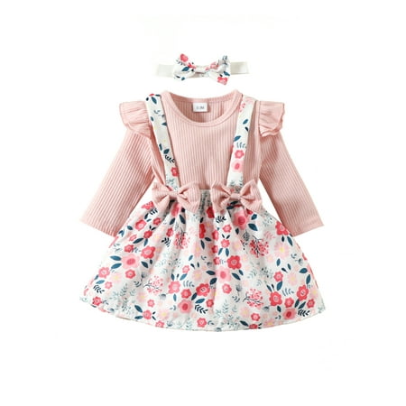 Infant Baby Girls Fall Outfits Long Sleeve Ribbed Romper Suspender Skirt Headband Set
Infant Baby Girls Fall Outfits Long Sleeve Ribbed Romper Suspender Skirt Headband Set