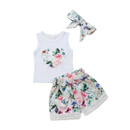 Newborn Kid Baby Girls Sleeveless Heart T-Shirt Top Floral Lace Shorts with Bowknot Headband Summer Outfit
Newborn Kid Baby Girls Sleeveless Heart T-Shirt Top Floral Lace Shorts with Bowknot Headband Summer Outfit