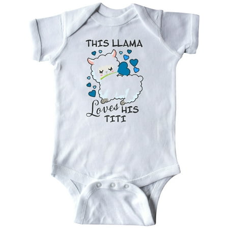 Inktastic This Llama Loves His Titi with Blue Hearts Gift Baby Boy Bodysuit