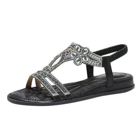 Womens Sandals Sandals for Women Comfort With Elastic Ankle Strap Casual Bohemian Beach Shoes Fashion Crystal Floral Casual Shoes Open Toe Low Heels Sandals Women S Sandals Pu Black 42
Womens Sandals Sandals for Women Comfort With Elastic Ankle Strap Casual Bohemian Beach Shoes Fashion Crystal Floral Casual Shoes Open Toe Low Heels Sandals Women S Sandals Pu Black 42
