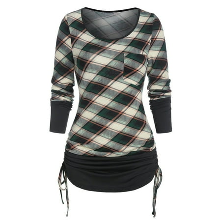 Ichuanyi Womens Fall Tops Clearance Fashion Women s Casual Long Sleeve Ladies Patchwork Solid Color Plaid Cinched T-shirt Tops
Ichuanyi Womens Fall Tops Clearance Fashion Women s Casual Long Sleeve Ladies Patchwork Solid Color Plaid Cinched T-shirt Tops