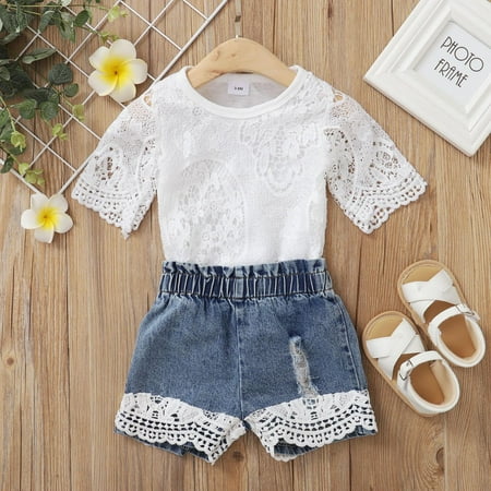 RPVATI Newborn Infant Baby Clothes Short Sleeve Lace T Shirts Denim Shorts 2 Pieces Summer Clothes
RPVATI Newborn Infant Baby Clothes Short Sleeve Lace T Shirts Denim Shorts 2 Pieces Summer Clothes