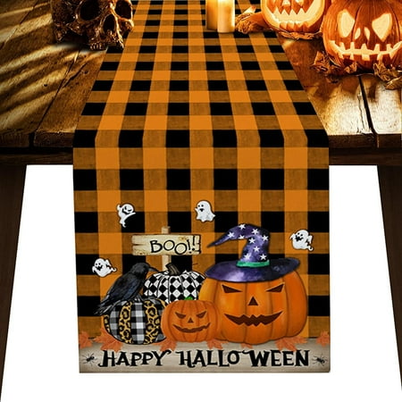 Halloween Table Runner Linen Dresser Scarf Pumpkin Spooky Plaid Coffee Table Cover Dining Table Family Farm Dinner Holiday Party Home Decor
Halloween Table Runner Linen Dresser Scarf Pumpkin Spooky Plaid Coffee Table Cover Dining Table Family Farm Dinner Holiday Party Home Decor
