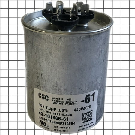 43-101665-61 - OEM Rheem Run Capacitor 40 + 7.5 uF 440 volt