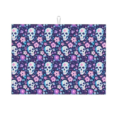 Dish Drying Mat Skull pink purple flower Absorbent Microfiber Kitchen Mat Heat Resistant Drying Mat Kitchen Counter for Dishes Utensils Pots Pans Drainer Mats 18x24in
Dish Drying Mat Skull pink purple flower Absorbent Microfiber Kitchen Mat Heat Resistant Drying Mat Kitchen Counter for Dishes Utensils Pots Pans Drainer Mats 18x24in